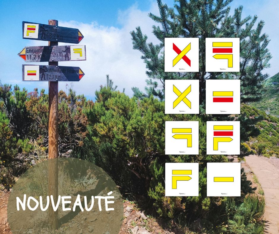 Image d'un panneau de randonnée avec notre balisage
